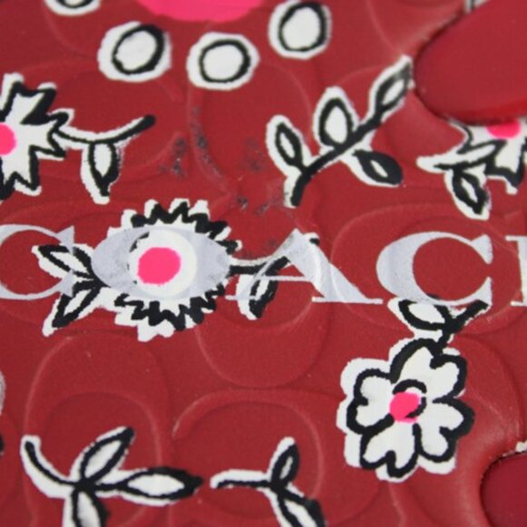 Coach Red Floral Print Flip-Flops Sandals Size 5–6 Logo Detail - Picture 5 of 7